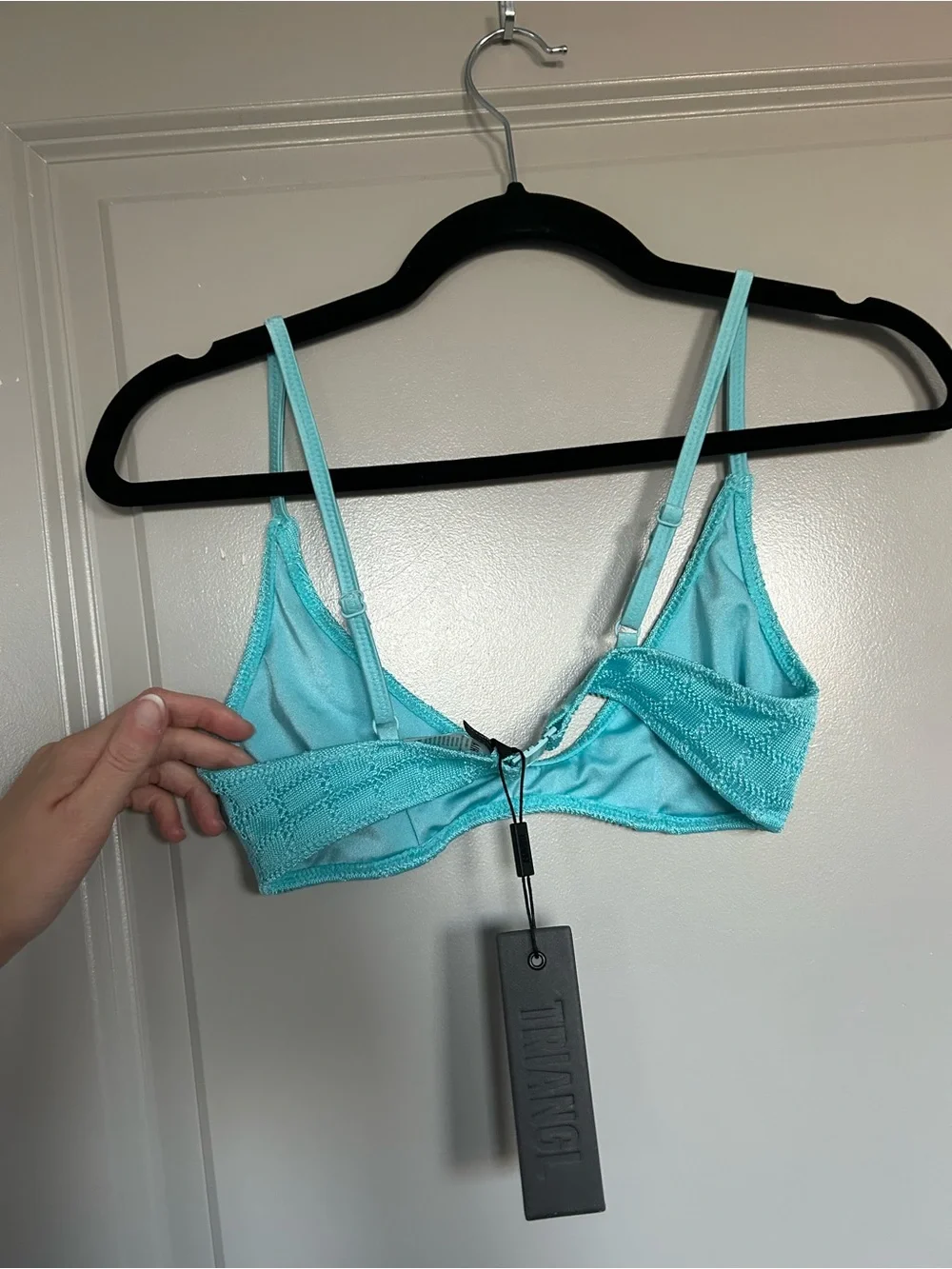 NWT triangl Women’s  swimwear Crochet Bikini Top - Aqua Blue